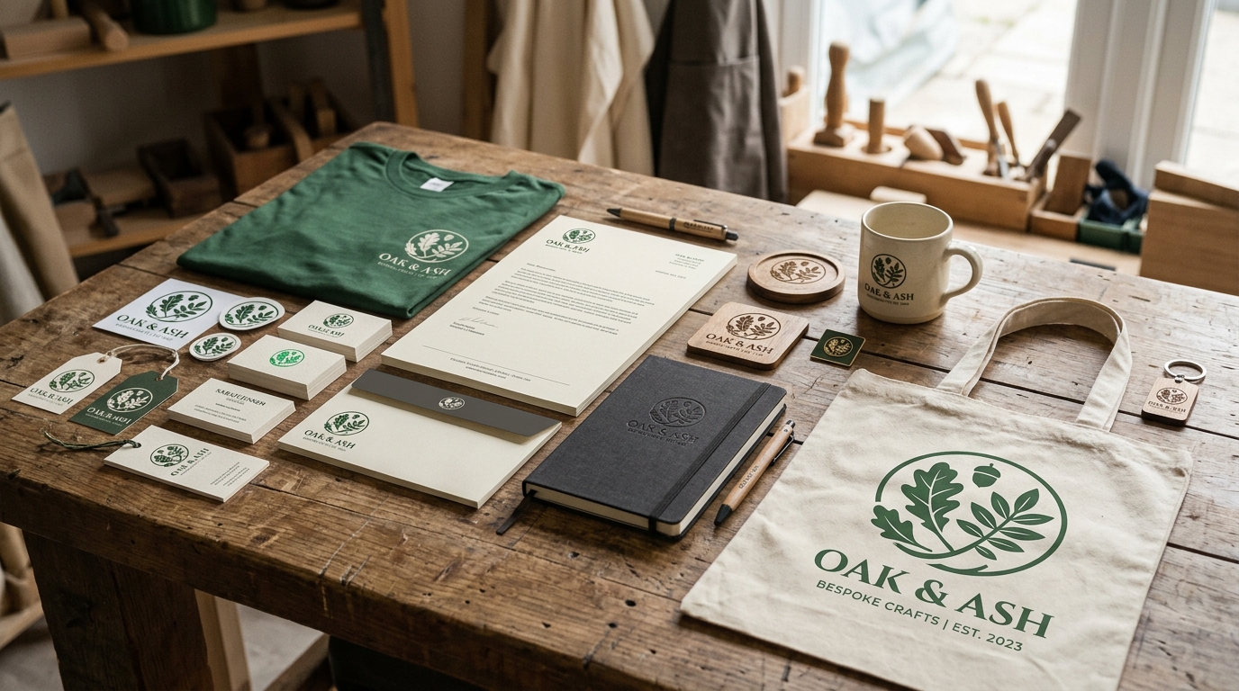 Logo design, brand guidelines, stationery, and merchandise design.