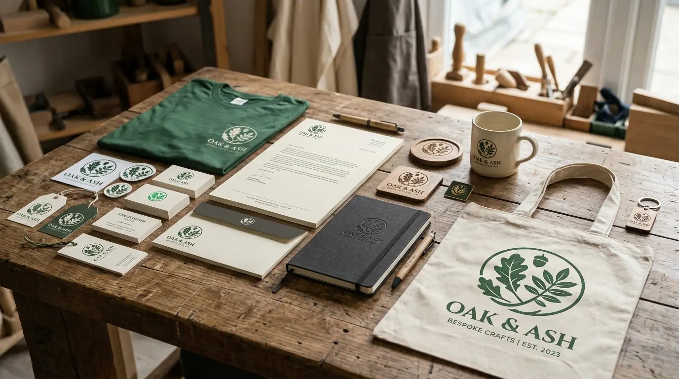 Logo design, brand guidelines, stationery, and merchandise design.